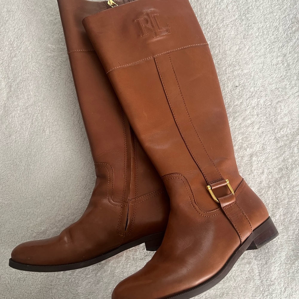 Ralph Lauren Women's Tan Leather Heeled Boots